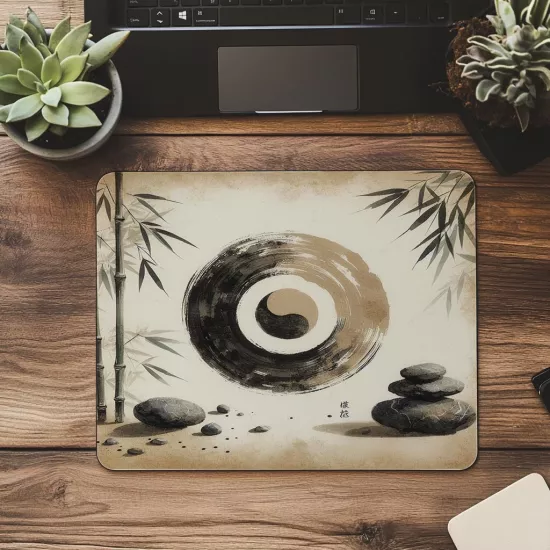 3D Japon Kaligrafi Temalı Mouse Pad - 19x23 cm 2 mm Dikdörtgen İthal Baskılı Mouse Pad