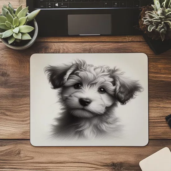 Meraklı Bakışlı Köpek Tasarımı Mousepad - 19x23 cm 2 mm Dikdörtgen İthal Baskılı Mouse Pad