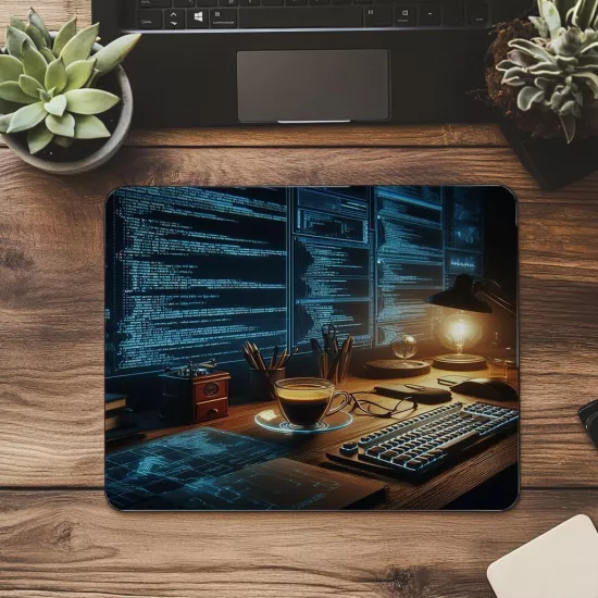 Duvara Yansıyan Kod Satırları Mouse Pad - 19x23 cm 2 mm Dikdörtgen İthal Baskılı Mouse Pad