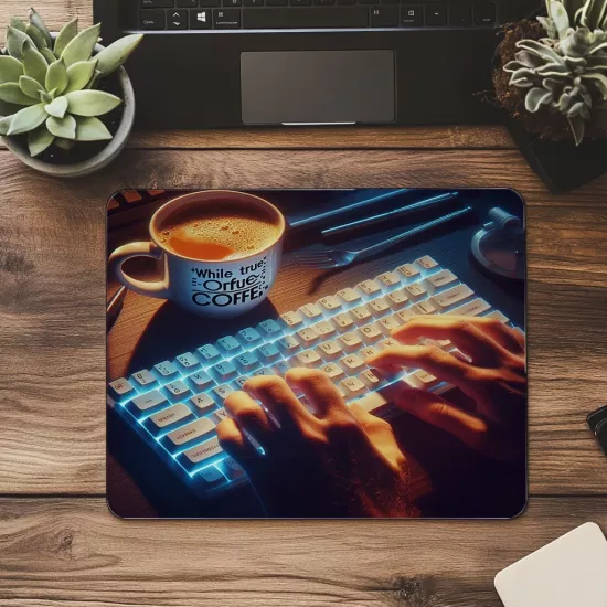 RGB Klavyeli Kodlama Sahnesi Mousepad - 19x23 cm 2 mm Dikdörtgen İthal Baskılı Mouse Pad