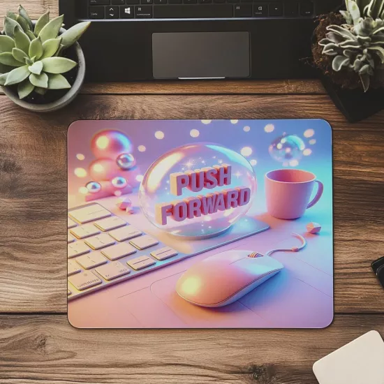 İleri Git Sloganlı Mouse Pad – Enerji Dolu Tasarım - 19x23 cm 2 mm Dikdörtgen İthal Baskılı Mouse Pad