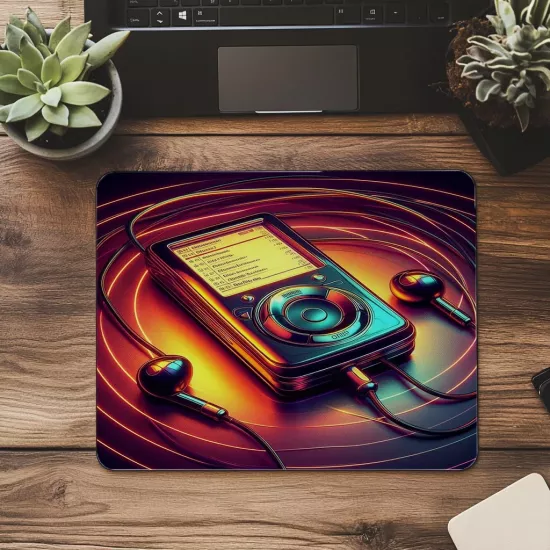 Neon Ekranlı Müzik Çalar Mouse Pad Tasarımı - 19x23 cm 2 mm Dikdörtgen İthal Baskılı Mouse Pad