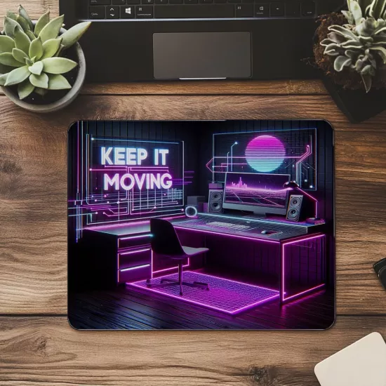 Keep It Moving Yazılı Parlak Mousepad - 19x23 cm 2 mm Dikdörtgen İthal Baskılı Mouse Pad