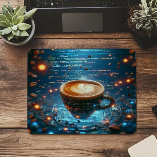 Caffeine Efektli Yazılımcı Temalı Mouse Pad - 19x23 cm 2 mm Dikdörtgen İthal Baskılı Mouse Pad