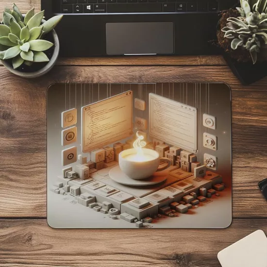 Glowing Editor & Central Cup Mouse Pad - 19x23 cm 2 mm Dikdörtgen İthal Baskılı Mouse Pad