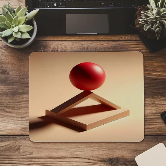Dengede Duran Kırmızı Küre Mousepad - 19x23 cm 2 mm Dikdörtgen İthal Baskılı Mouse Pad