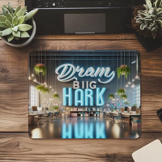 Renkli Tasarımlı Motivasyon Mousepad – Work Hard Temalı - 19x23 cm 2 mm Dikdörtgen İthal Baskılı Mouse Pad