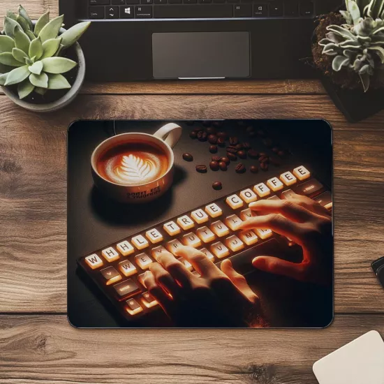 while(true){coffee;} Yazılı Kod Mousepad - 19x23 cm 2 mm Dikdörtgen İthal Baskılı Mouse Pad