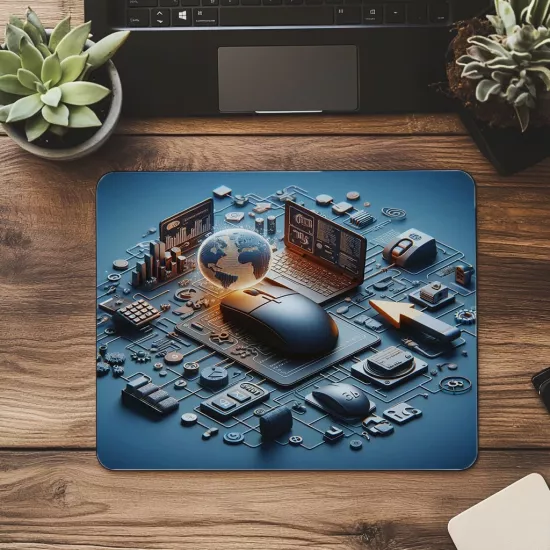 Kule PC ve CRT Monitörlü Mousepad - 19x23 cm 2 mm Dikdörtgen İthal Baskılı Mouse Pad