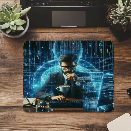 Split Ekran Mousepad – Kod & Kahve Dengesi - 19x23 cm 2 mm Dikdörtgen İthal Baskılı Mouse Pad