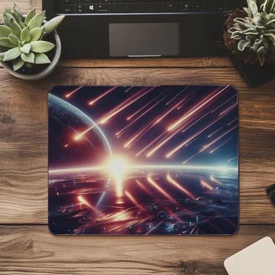 Işıltılı Atmosferli Meteor Tasarımı Mousepad - 19x23 cm 2 mm Dikdörtgen İthal Baskılı Mouse Pad
