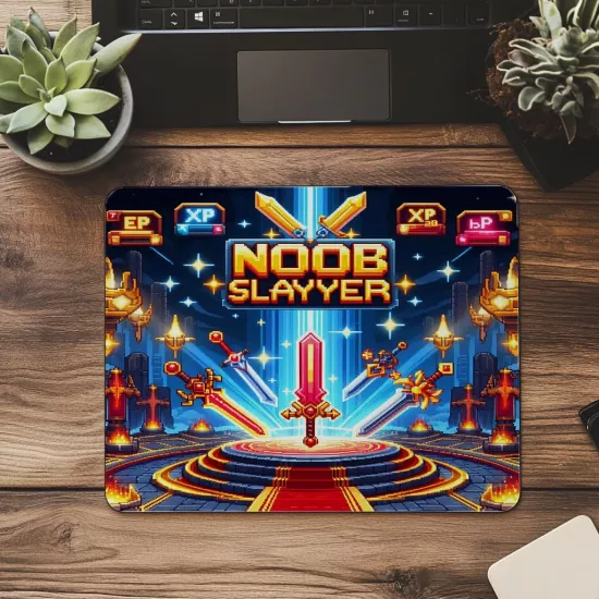 Renkli Noob Slayer Mousepad – Enerjik Tasarım - 19x23 cm 2 mm Dikdörtgen İthal Baskılı Mouse Pad