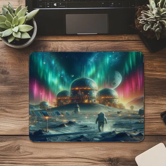 Renkli Gökyüzü Altında Astronot Mousepad - 19x23 cm 2 mm Dikdörtgen İthal Baskılı Mouse Pad