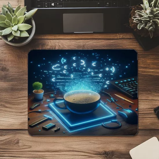 Komut Satırı Üzeri Kahve Lekeli Mousepad - 19x23 cm 2 mm Dikdörtgen İthal Baskılı Mouse Pad