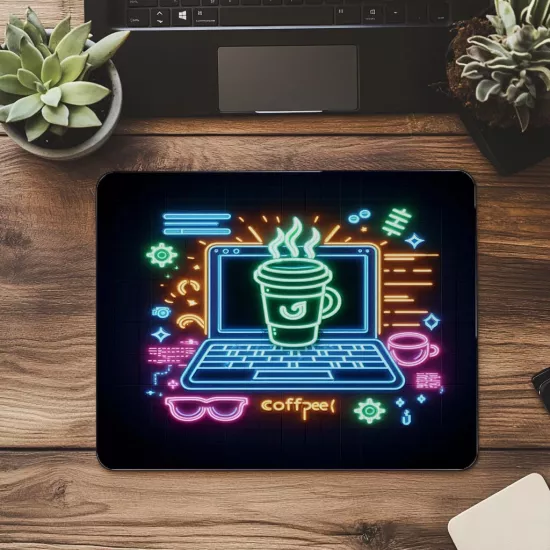 Kahve ve Kod Arasında Şık Denge Mouse Pad - 19x23 cm 2 mm Dikdörtgen İthal Baskılı Mouse Pad