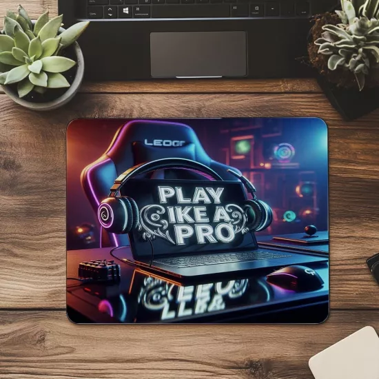 RGB Renkli Play Like a Pro Tasarımı - 19x23 cm 2 mm Dikdörtgen İthal Baskılı Mouse Pad