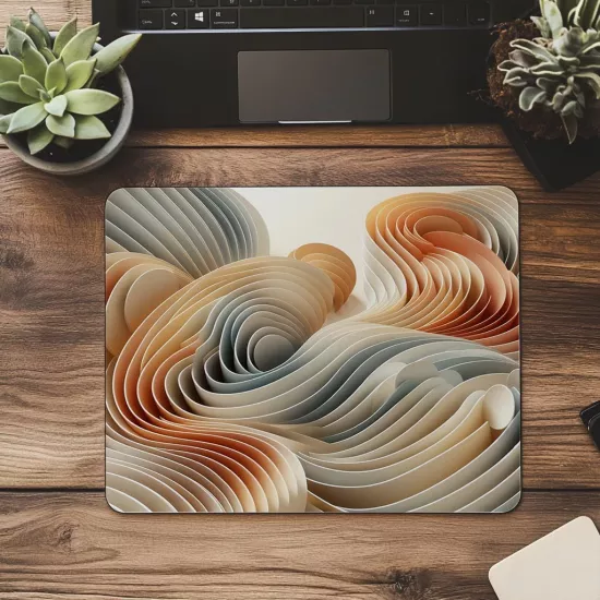 Dalgasal Geometrik Yapı ile Minimal Mousepad - 19x23 cm 2 mm Dikdörtgen İthal Baskılı Mouse Pad
