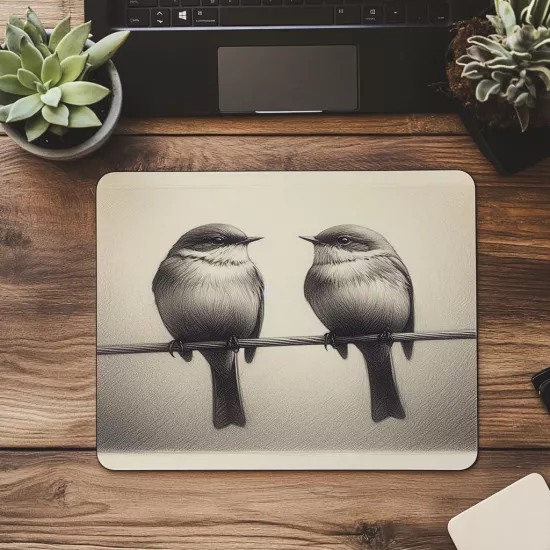 Karakalem Tarzda Doğa Temalı Mouse Pad - 19x23 cm 2 mm Dikdörtgen İthal Baskılı Mouse Pad