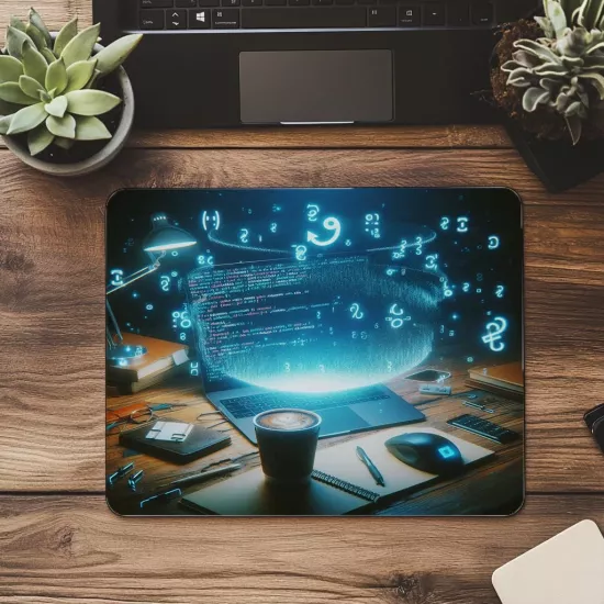 Mavi Işıkta Karanlık Komut Dizili Mousepad - 19x23 cm 2 mm Dikdörtgen İthal Baskılı Mouse Pad