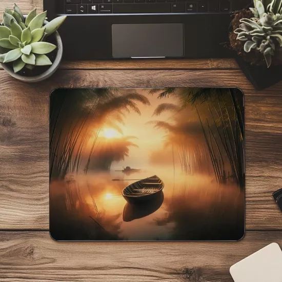 Huzurlu Sabah Göl Manzaralı Mouse Pad - 19x23 cm 2 mm Dikdörtgen İthal Baskılı Mouse Pad