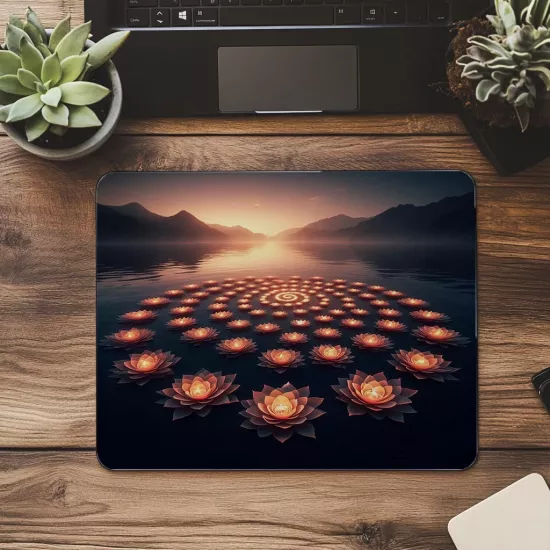 Çiçekle Kurulan Simetri Mouse Pad - 19x23 cm 2 mm Dikdörtgen İthal Baskılı Mouse Pad