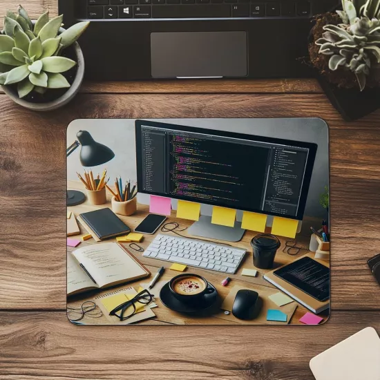 Post-it ve Kod Parçacıklı Geliştirici Mouse Pad - 19x23 cm 2 mm Dikdörtgen İthal Baskılı Mouse Pad