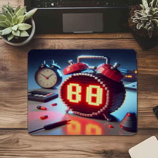 Yumuşak Işıklı Eski Alarm Mouse Pad - 19x23 cm 2 mm Dikdörtgen İthal Baskılı Mouse Pad