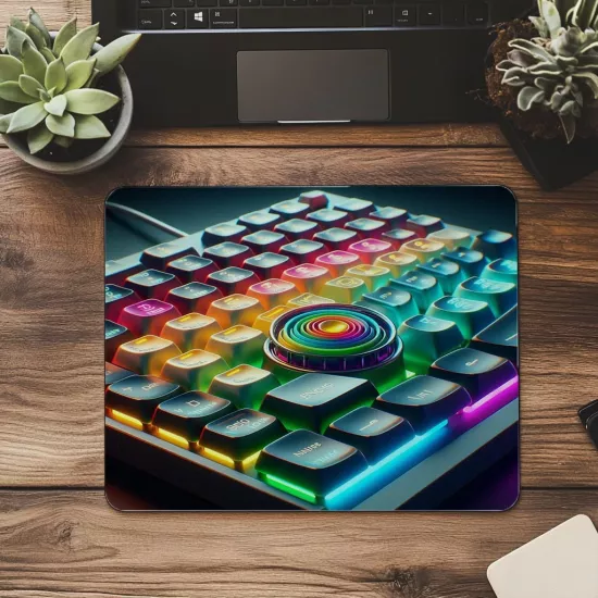Renkli Yuvarlak Tuşlu Klavye Mousepad - 19x23 cm 2 mm Dikdörtgen İthal Baskılı Mouse Pad