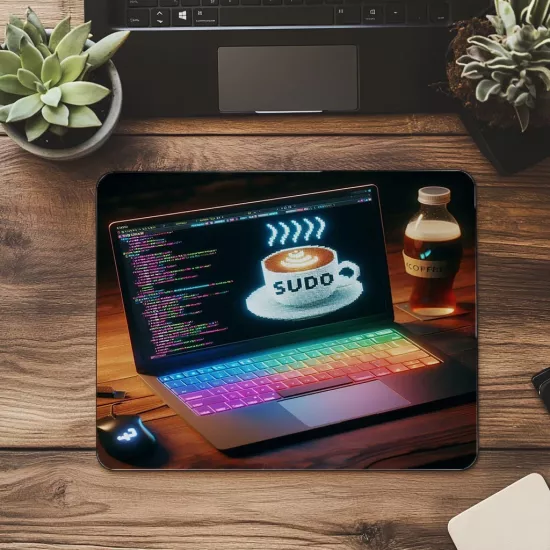 Glowing Pixel Font + Kahve Mousepad - 19x23 cm 2 mm Dikdörtgen İthal Baskılı Mouse Pad
