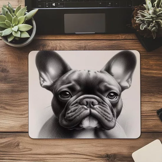 Kısa Kulaklı Köpek Portresi Mouse Pad - 19x23 cm 2 mm Dikdörtgen İthal Baskılı Mouse Pad