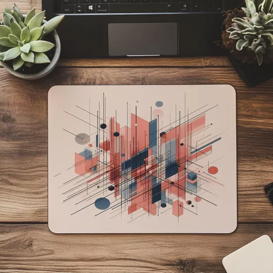 Modern Sanat Havasında Düzgün Tasarımlı Mousepad - 19x23 cm 2 mm Dikdörtgen İthal Baskılı Mouse Pad