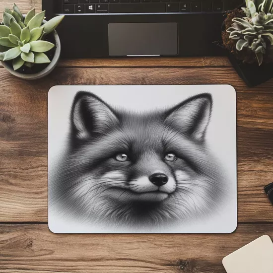 Göz Temalı Fox Mousepad – Beyaz Arka Plan - 19x23 cm 2 mm Dikdörtgen İthal Baskılı Mouse Pad