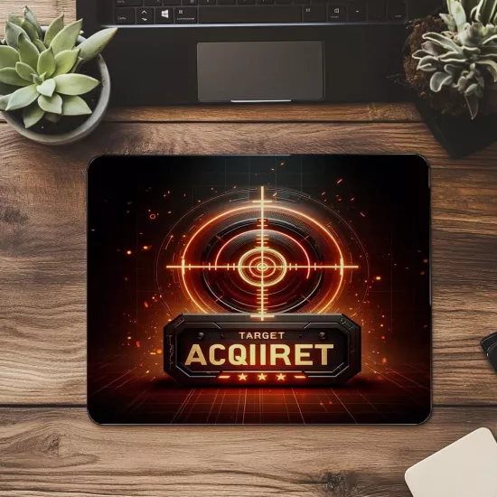 Target Acquired Yazılı Kırmızı Işıklı Mousepad - 19x23 cm 2 mm Dikdörtgen İthal Baskılı Mouse Pad