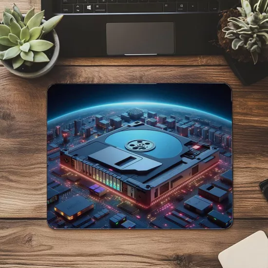 3D Efektli Veri Girişi Temalı Mouse Pad - 19x23 cm 2 mm Dikdörtgen İthal Baskılı Mouse Pad