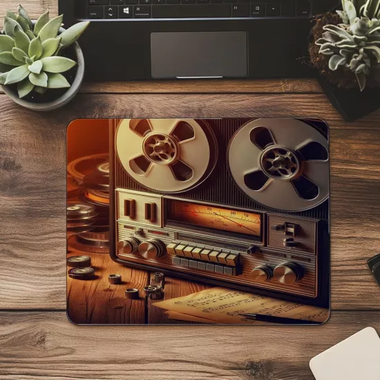Sıcak Işıklı Nostaljik Teyp Mouse Pad - 19x23 cm 2 mm Dikdörtgen İthal Baskılı Mouse Pad