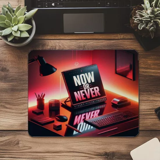 Şimdi Ya Da Asla Temalı Parlak Tasarım Mouse Pad - 19x23 cm 2 mm Dikdörtgen İthal Baskılı Mouse Pad