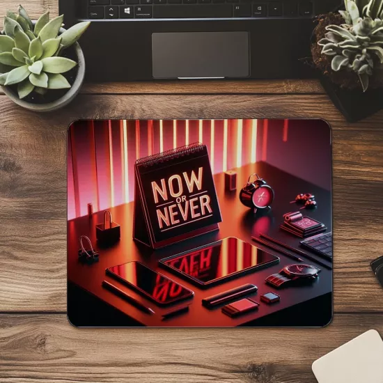 Now or Never Yazılı Vurgulu Mousepad - 19x23 cm 2 mm Dikdörtgen İthal Baskılı Mouse Pad