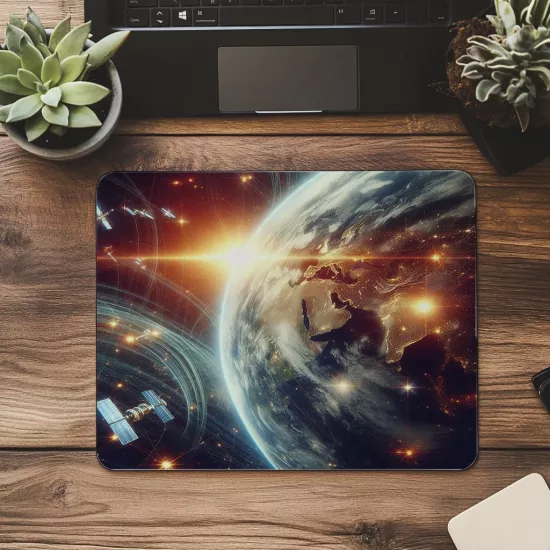 Uzaydan Dünya Manzaralı Mousepad - 19x23 cm 2 mm Dikdörtgen İthal Baskılı Mouse Pad