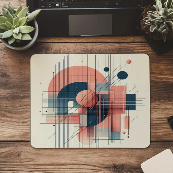 Asimetrik Coral Navy Geometrik Mousepad - 19x23 cm 2 mm Dikdörtgen İthal Baskılı Mouse Pad