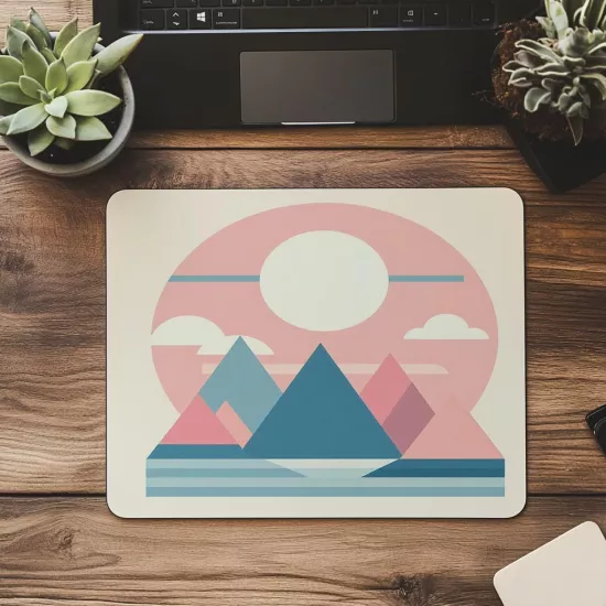 Pastel Manzara Şekilli Modern Mousepad - 19x23 cm 2 mm Dikdörtgen İthal Baskılı Mouse Pad
