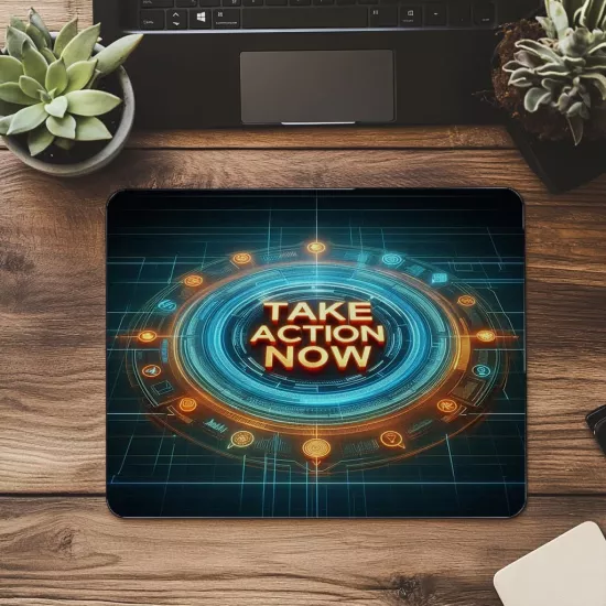 Take Action Now Temalı Holografik Mousepad - 19x23 cm 2 mm Dikdörtgen İthal Baskılı Mouse Pad