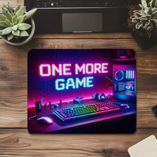 One More Game Yazılı RGB Gamer Mousepad - 19x23 cm 2 mm Dikdörtgen İthal Baskılı Mouse Pad