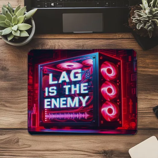 Lag is the Enemy Yazılı Glitch Mousepad - 19x23 cm 2 mm Dikdörtgen İthal Baskılı Mouse Pad