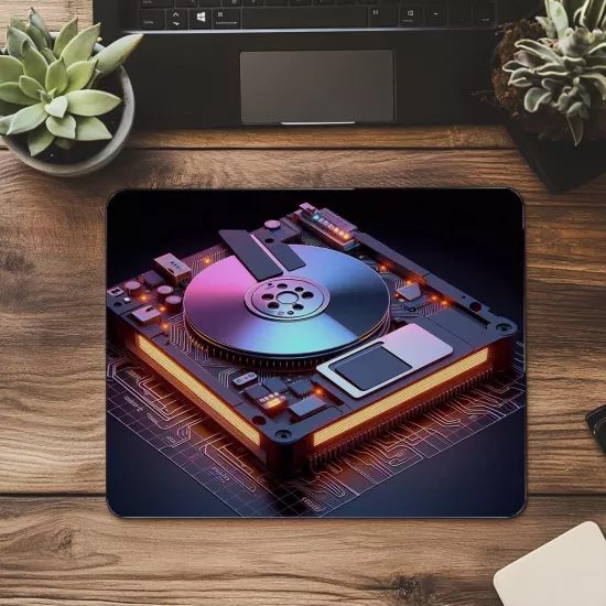 Gri Zemin Üzerinde Retro Donanım Mousepad - 19x23 cm 2 mm Dikdörtgen İthal Baskılı Mouse Pad