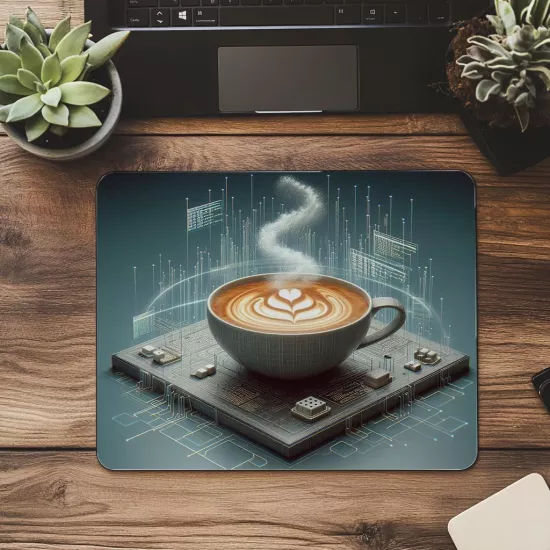 Terminal Şeklinde Latte Sanatı Mousepad - 19x23 cm 2 mm Dikdörtgen İthal Baskılı Mouse Pad