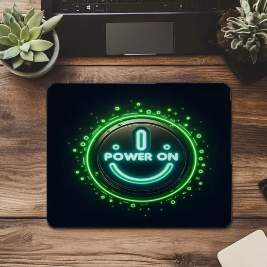Yeşil LED Efektli Aç-Kapa Mouse Pad - 19x23 cm 2 mm Dikdörtgen İthal Baskılı Mouse Pad