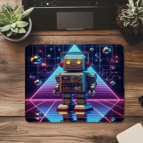 Blinking Robot Temalı Oyuncak Mouse Pad - 19x23 cm 2 mm Dikdörtgen İthal Baskılı Mouse Pad