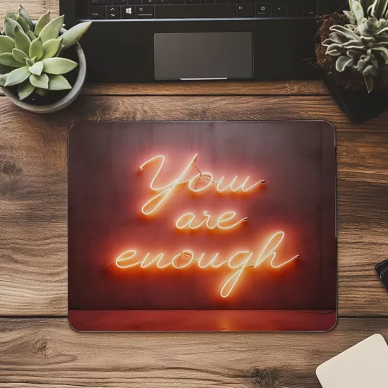 Duygusal Neon Yazı Tasarımı Mouse Pad - 19x23 cm 2 mm Dikdörtgen İthal Baskılı Mouse Pad