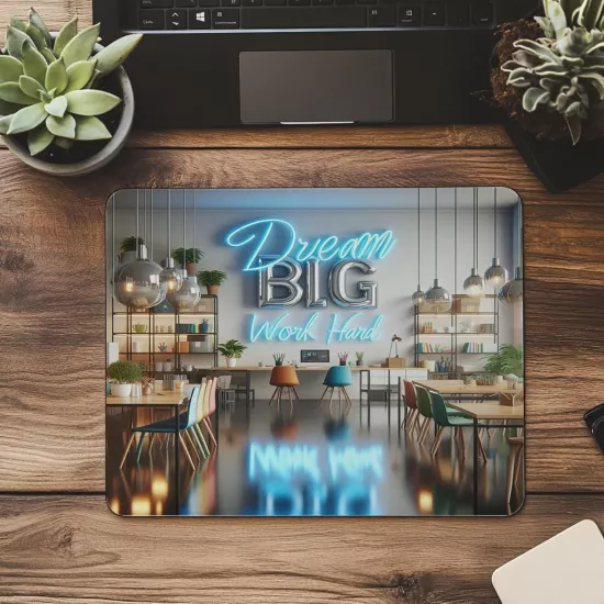 Ofis İçin İlham Verici 3D Mousepad – Dream Sloganlı - 19x23 cm 2 mm Dikdörtgen İthal Baskılı Mouse Pad