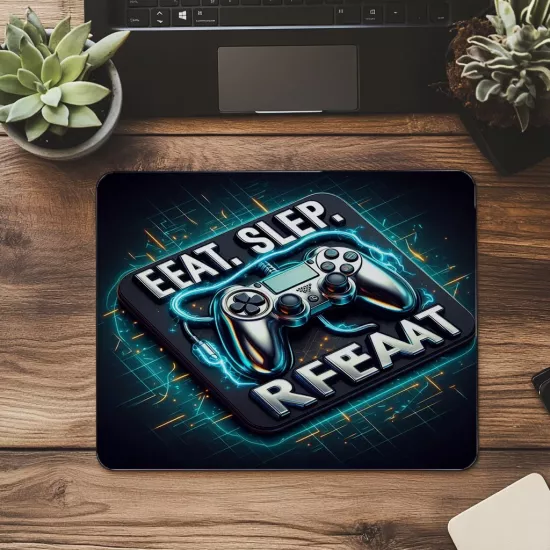 Neon Yazılı Parlak Mousepad – Oyun Döngüsü - 19x23 cm 2 mm Dikdörtgen İthal Baskılı Mouse Pad